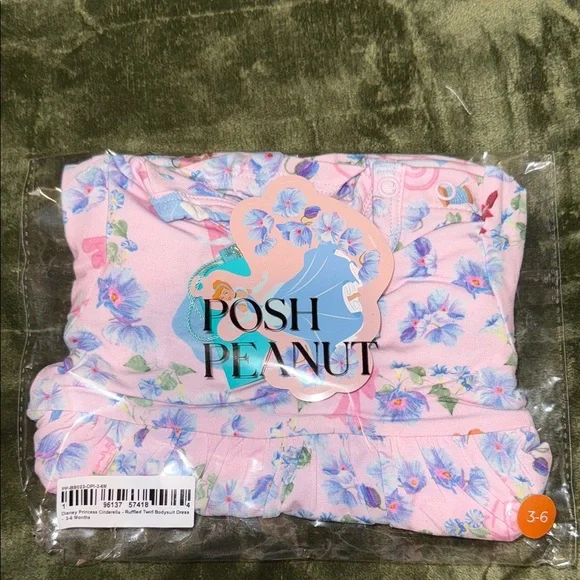 Posh Peanut Disney Princess Cinderella Ruffled Twirl Bodysuit 3-6M - Picture 2 of 7